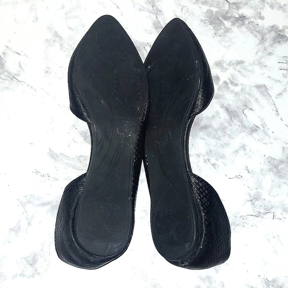 Aldo ballet flats black Textured Embossed snake Genuine Leather 8 M pointy toe - Picture 3 of 5